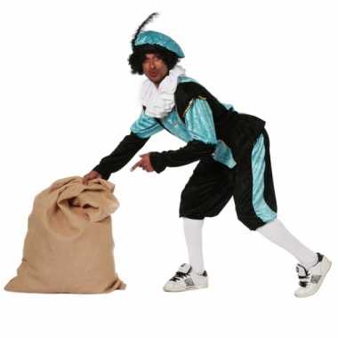 Carnavalspak Blauwe zwarte pietenpak budget