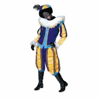 Luxe roetveeg pietenpak geel/blauw dames heren