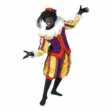 Luxe roetveeg pietenpak geel/paars dames heren