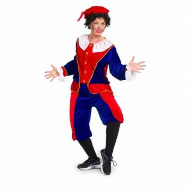 Sinterklaas heren pietenpak rood/blauw medium