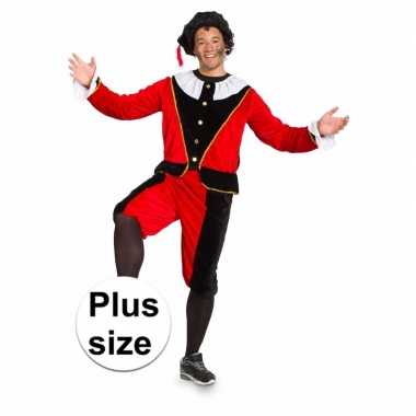 Sinterklaas heren pietenpak rood/zwart grote maat
