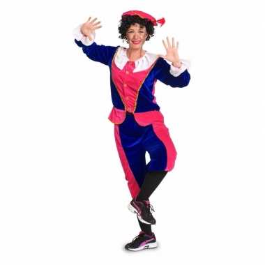 Sinterklaas heren pietenpak roze/blauw small